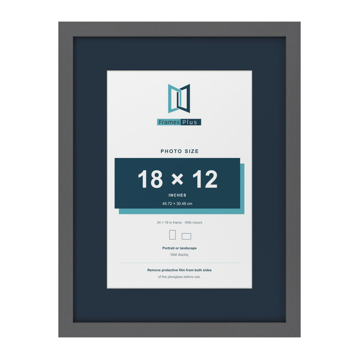 Dark Grey 24 x 18 inch picture frame with a Pacific Blue mount for an 18 x 12 inch photo