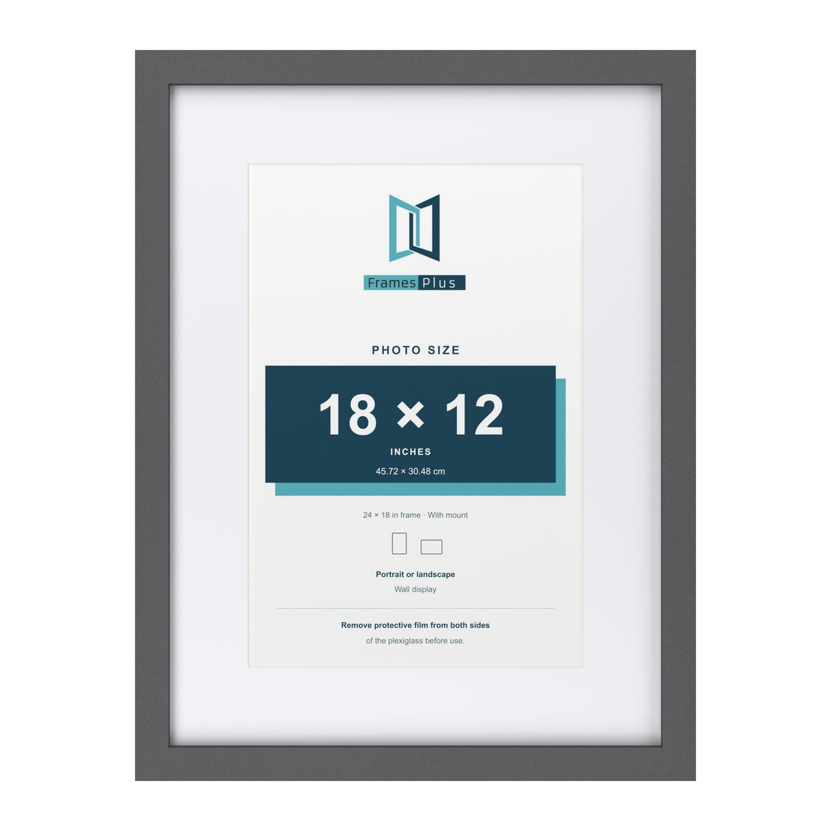 Dark Grey 24 x 18 inch picture frame with a white mount for a 18 x 12 inch photo