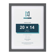 Dark Grey 24 x 18 inch picture frame with a white mount for a 20 x 14 inch photo