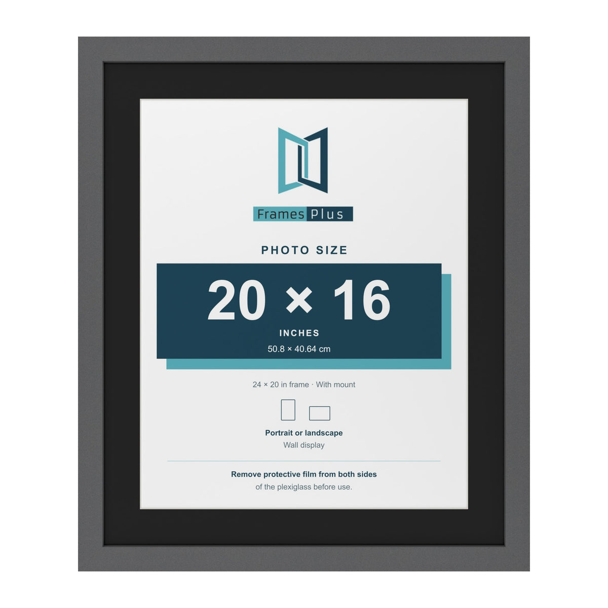 Dark Grey 24 x 20 inch picture frame with a black mount for a 20 x 16 inch photo