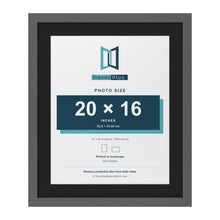 Dark Grey 24 x 20 inch picture frame with a black mount for a 20 x 16 inch photo