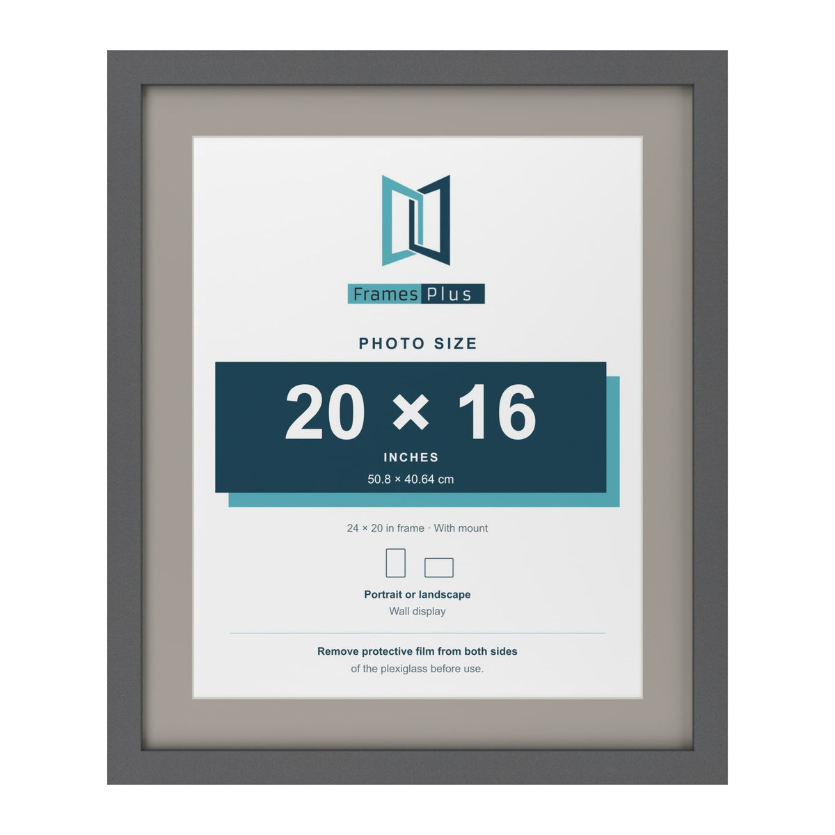 Dark Grey 24 x 20 inch picture frame with a Dawn Grey mount for a 20 x 16 inch photo
