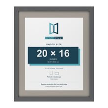 Dark Grey 24 x 20 inch picture frame with a Dawn Grey mount for a 20 x 16 inch photo