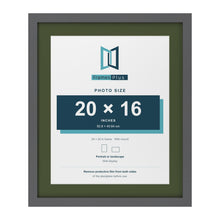 Dark Grey 24 x 20 inch picture frame with a green mount for a 20 x 16 inch photo