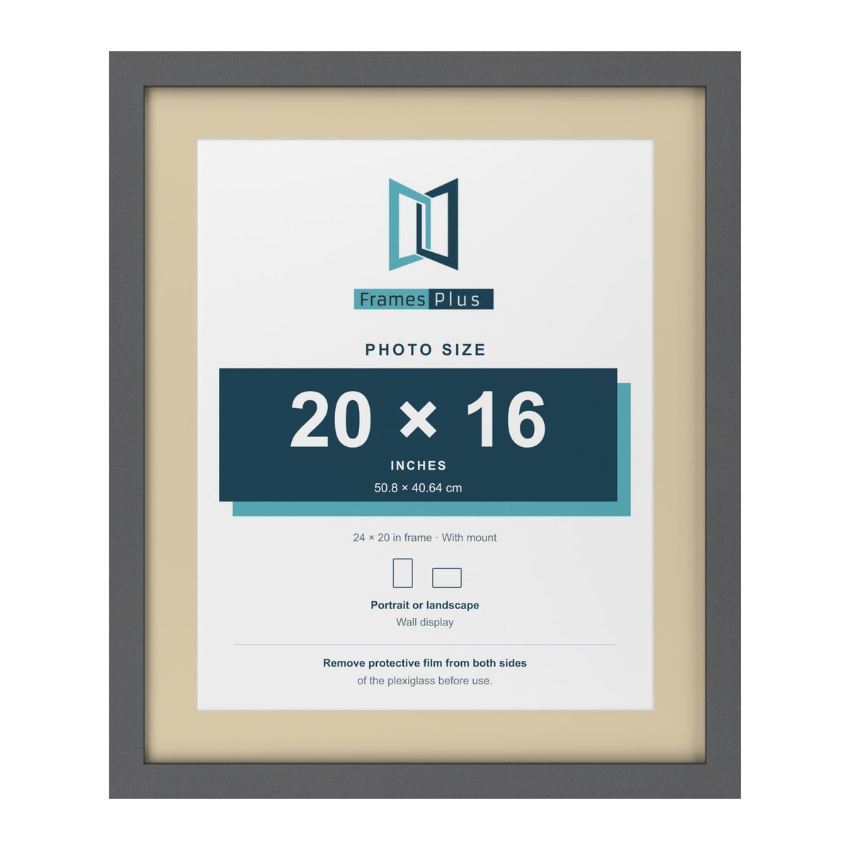 Dark Grey 24 x 20 inch picture frame with an ivory mount for a 20 x 16 inch photo