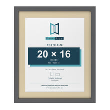 Dark Grey 24 x 20 inch picture frame with an ivory mount for a 20 x 16 inch photo