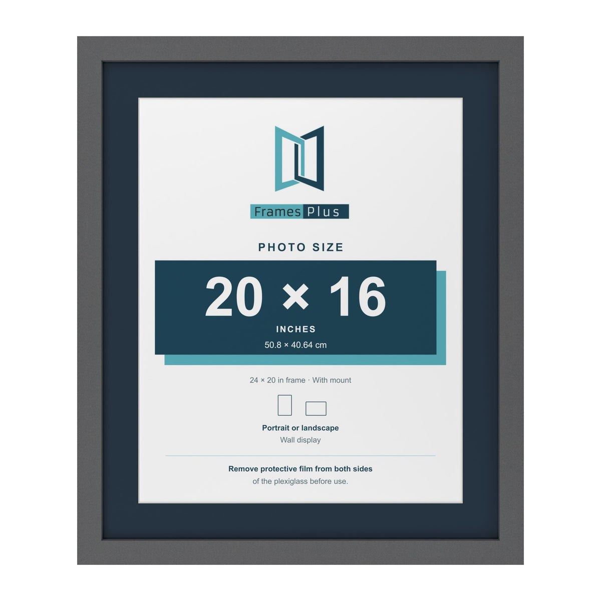 Dark Grey 24 x 20 inch picture frame with a Pacific Blue mount for a 20 x 16 inch photo