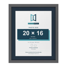 Dark Grey 24 x 20 inch picture frame with a Pacific Blue mount for a 20 x 16 inch photo