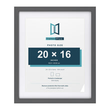 Dark Grey 24 x 20 inch picture frame with a white mount for a 20 x 16 inch photo