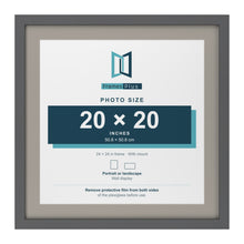 Dark Grey 24 x 24 inch picture frame with a Dawn Grey mount for a 20 x 20 inch photo
