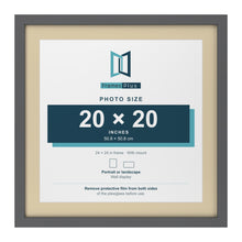 Dark Grey 24 x 24 inch picture frame with an ivory mount for a 20 x 20 inch photo