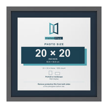 Dark Grey 24 x 24 inch picture frame with a Pacific Blue mount for a 20 x 20 inch photo