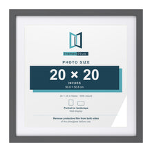 Dark Grey 24 x 24 inch picture frame with a white mount for a 20 x 20 inch photo