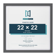 Dark Grey 24 x 24 inch picture frame with a white mount for a 22 x 22 inch photo