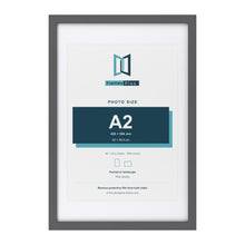 Dark Grey 30 x 20 inch picture frame with a white mount for an A2 photo