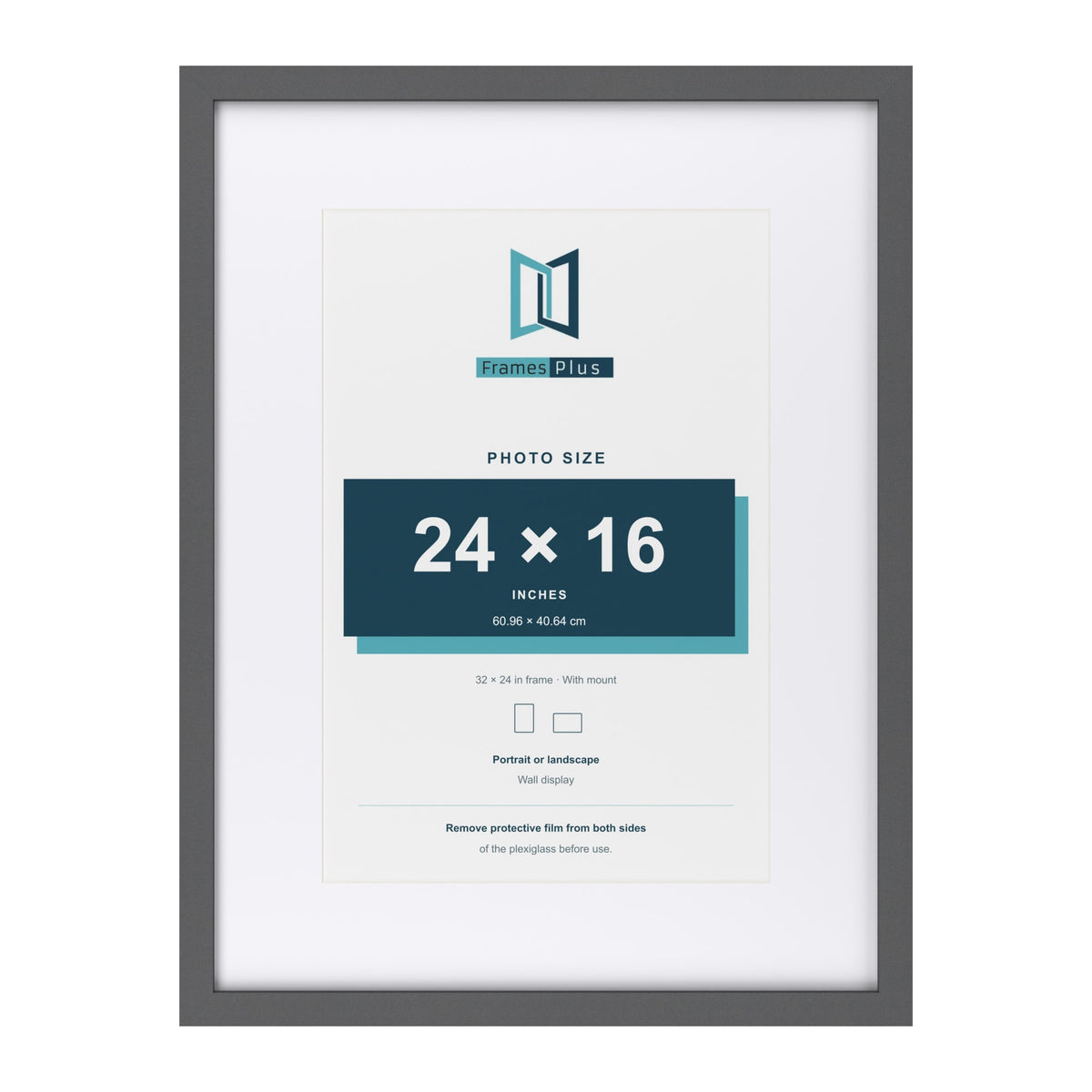 Dark Grey 32 x 24 inch picture frame with a white mount for a 24 x 16 inch photo