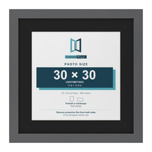 Dark Grey 40 x 40 cm picture frame with a black mount for a 30 x 30 cm photo