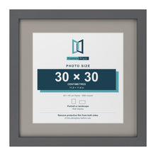 Dark Grey 40 x 40 cm picture frame with a Dawn Grey mount for a 30 x 30 cm photo