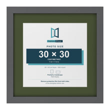 Dark Grey 40 x 40 cm picture frame with a green mount for a 30 x 30 cm photo