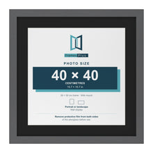 Dark Grey 50 x 50 cm picture frame with a black mount for a 40 x 40 cm photo