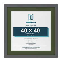 Dark Grey 50 x 50 cm picture frame with a green mount for a 40 x 40 cm photo