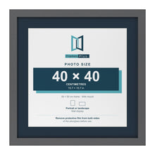 Dark Grey 50 x 50 cm picture frame with a Pacific Blue mount for a 40 x 40 cm photo