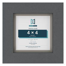 Dark Grey 5 x 5 inch picture frame with a Dawn Grey mount for a 4 x 4 inch photo