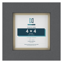 Dark Grey 5 x 5 inch picture frame with an ivory mount for a 4 x 4 inch photo
