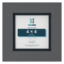 Dark Grey 5 x 5 inch picture frame with a Pacific Blue mount for a 4 x 4 inch photo