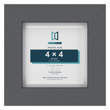 Dark Grey 5 x 5 inch picture frame with a white mount for a 4 x 4 inch photo
