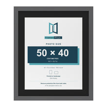 Dark Grey 60 x 50 cm picture frame with a black mount for a 50 x 40 cm photo