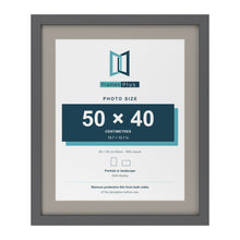 Dark Grey 60 x 50 cm picture frame with a Dawn Grey mount for a 50 x 40 cm photo