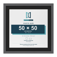 Dark Grey 60 x 60 cm picture frame with a black mount for a 50 x 50 cm photo
