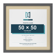 Dark Grey 60 x 60 cm picture frame with an ivory mount for a 50 x 50 cm photo