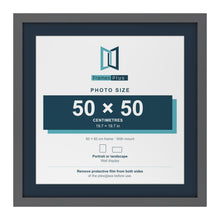 Dark Grey 60 x 60 cm picture frame with a Pacific Blue mount for a 50 x 50 cm photo