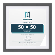 Dark Grey 60 x 60 cm picture frame with a white mount for a 50 x 50 cm photo