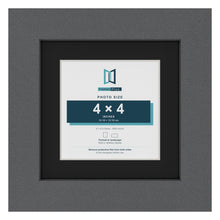 Dark Grey 6 x 6 inch picture frame with a black mount for a 4 x 4 inch photo