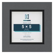 Dark Grey 6 x 6 inch picture frame with a black mount for a 5 x 5 inch photo