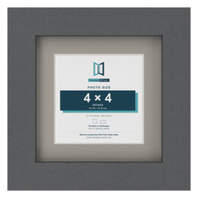 Dark Grey 6 x 6 inch picture frame with a Dawn Grey mount for a 4 x 4 inch photo