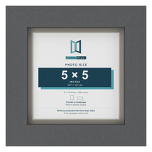 Dark Grey 6 x 6 inch picture frame with a Dawn Grey mount for a 5 x 5 inch photo