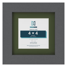 Dark Grey 6 x 6 inch picture frame with a green mount for a 4 x 4 inch photo