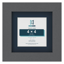 Dark Grey 6 x 6 inch picture frame with a Pacific Blue mount for a 4 x 4 inch photo