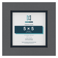 Dark Grey 6 x 6 inch picture frame with a Pacific Blue mount for a 5 x 5 inch photo