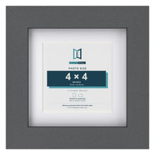 Dark Grey 6 x 6 inch picture frame with a white mount for a 4 x 4 inch photo