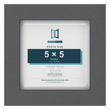 Dark Grey 6 x 6 inch picture frame with a white mount for a 5 x 5 inch photo