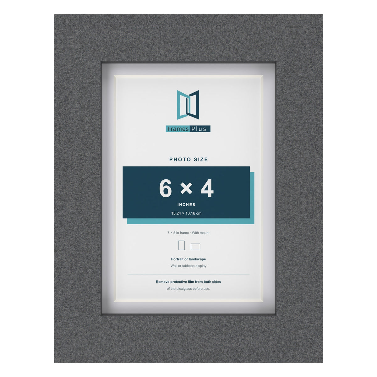 Dark Grey 7 x 5 inch picture frame with a white mount for a 6 x 4 inch photo