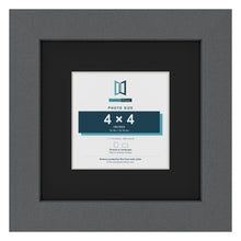 Dark Grey 7 x 7 inch picture frame with a black mount for a 4 x 4 inch photo