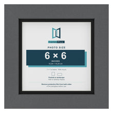 Dark Grey 7 x 7 inch picture frame with a black mount for a 6 x 6 inch photo