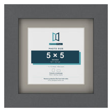 Dark Grey 7 x 7 inch picture frame with a Dawn Grey mount for a 5 x 5 inch photo