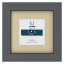 Dark Grey 7 x 7 inch picture frame with an ivory mount for a 4 x 4 inch photo
